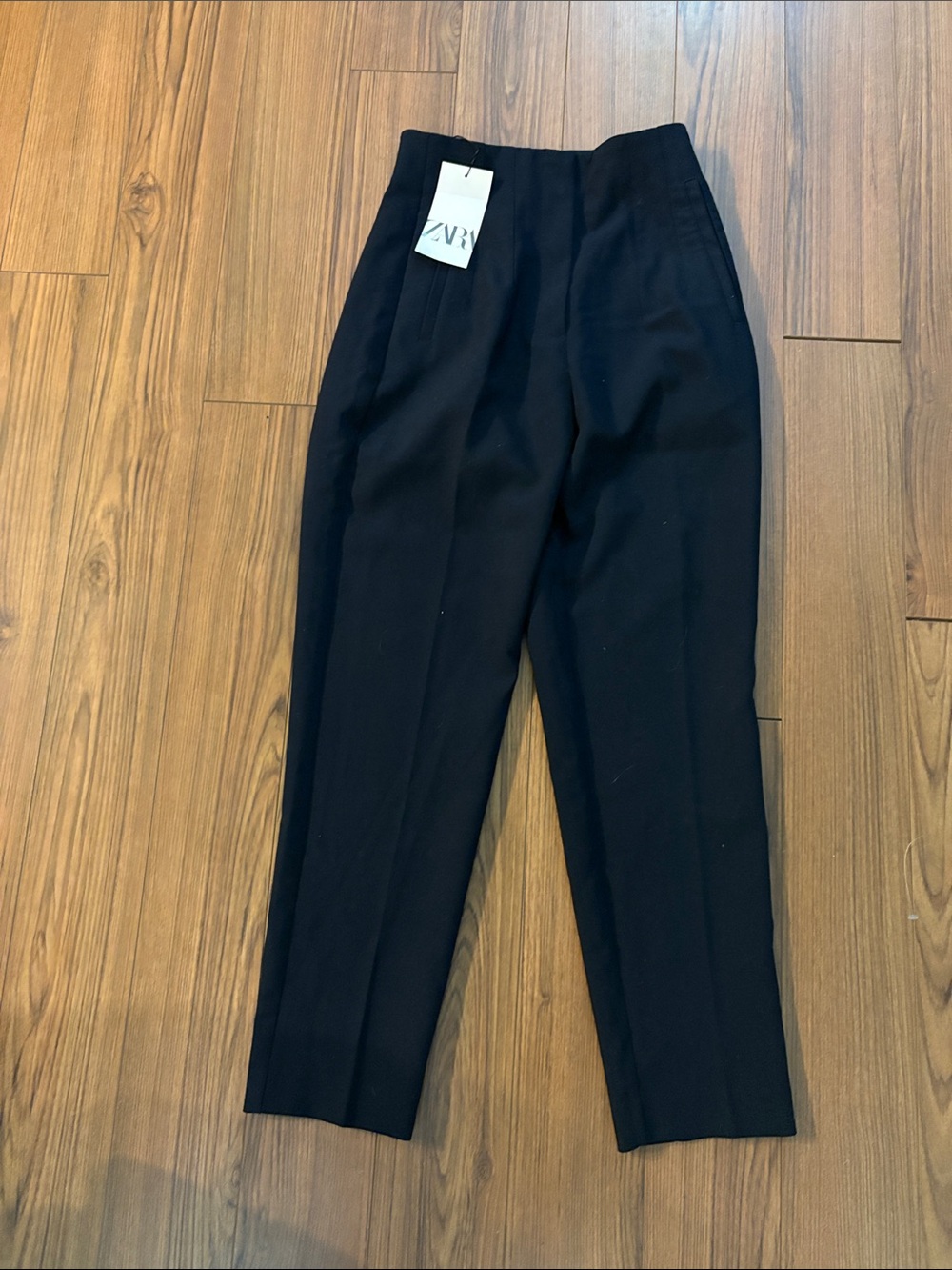 ZARA Black Pleated High-Waist Trousers